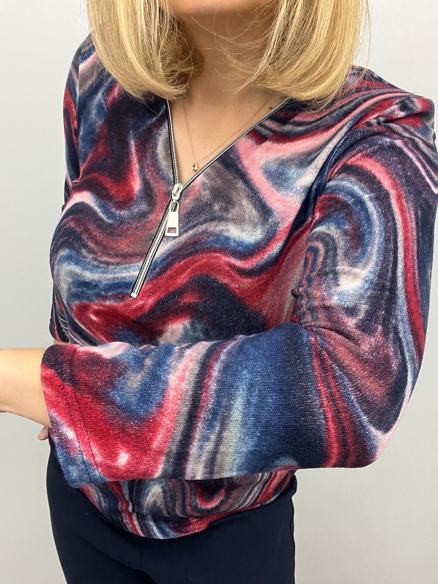 ARIA fine knit zip top