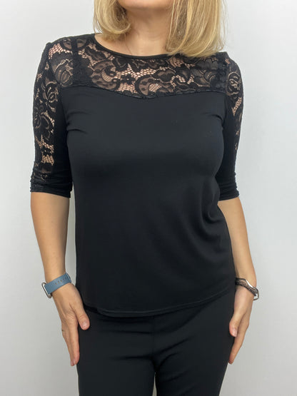 CHANTELLE black top with lace panel