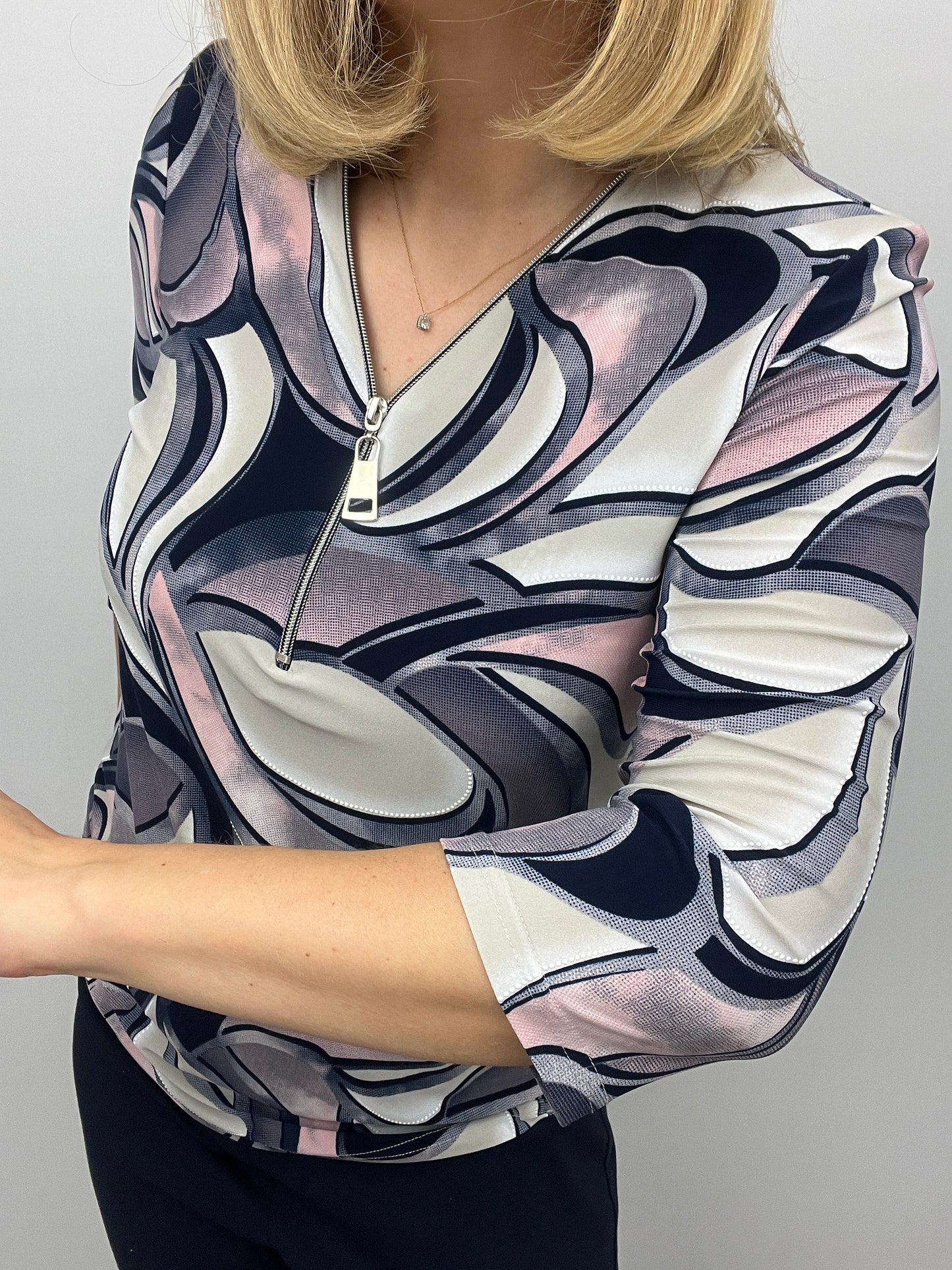 RACHEL 3/4 sleeve zip top