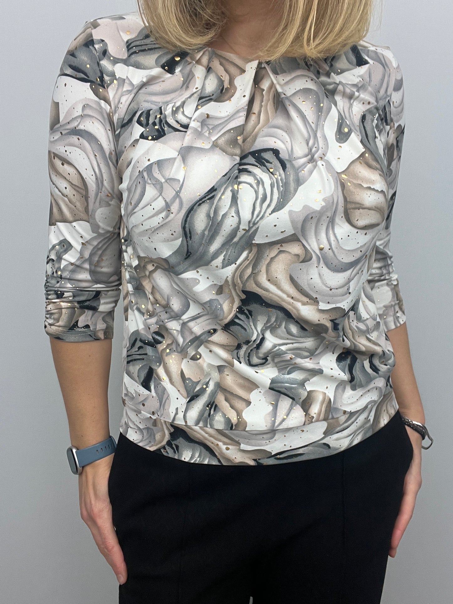 DAWN marble print top  with gold detail