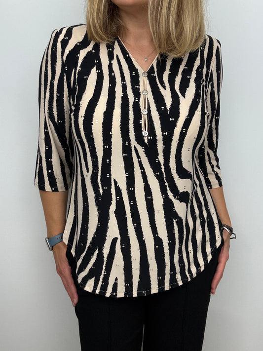 STACEY button-detail V-neck top