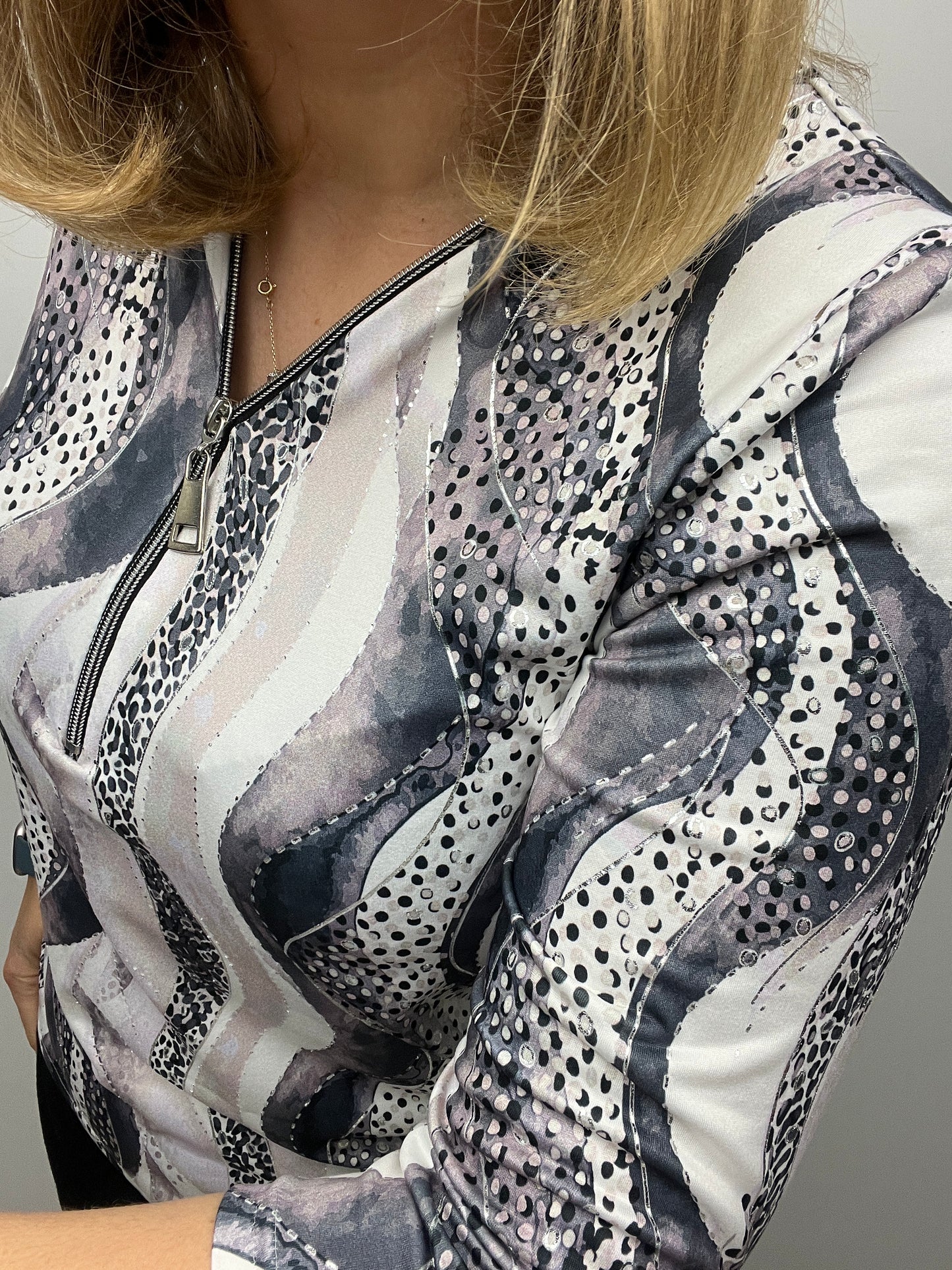 DAPHNE 3/4 sleeve zip top