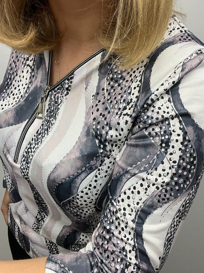 DAPHNE 3/4 sleeve zip top