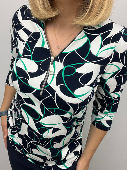 AMANDA 3/4 sleeve zip top