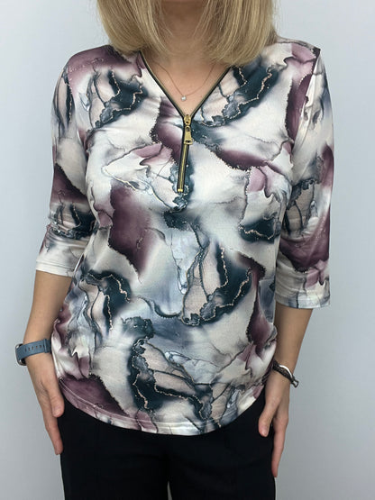 BRENDA zip top 3/4 sleeve