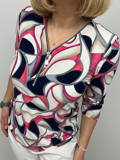 KARLA 3/4 sleeve zip top