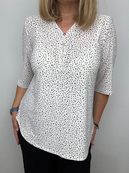 PAULA button-detail V-neck top