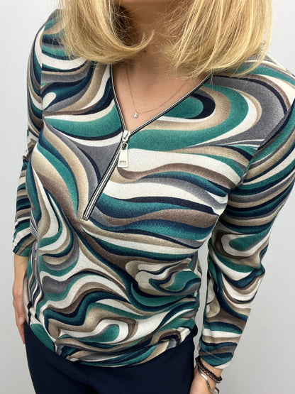 KITTY fine knit zip top