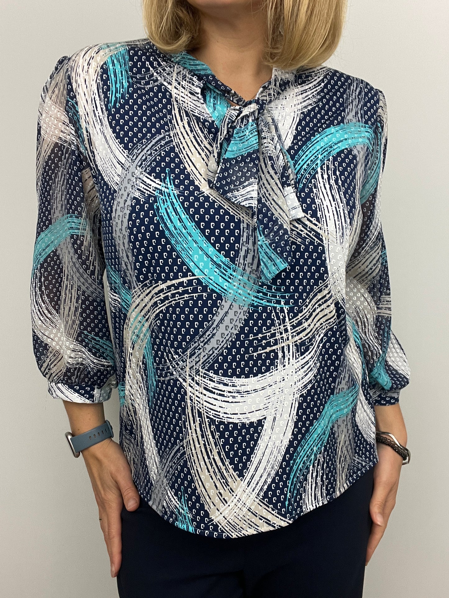 MARY top with bow tie neck