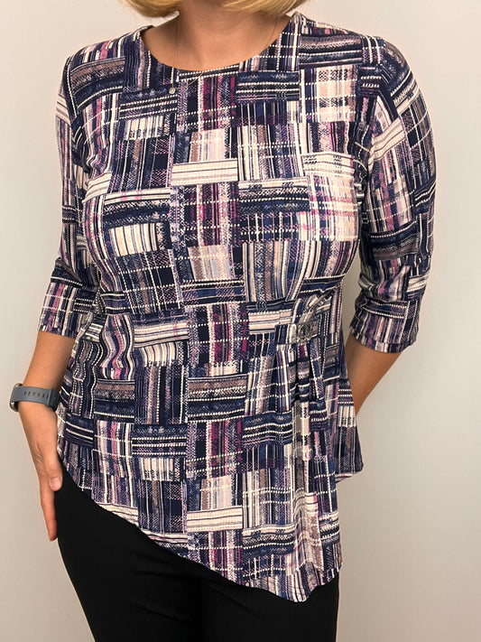 VIOLA round neck top with dipped hem