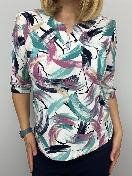 BELLA top with mini v-neck