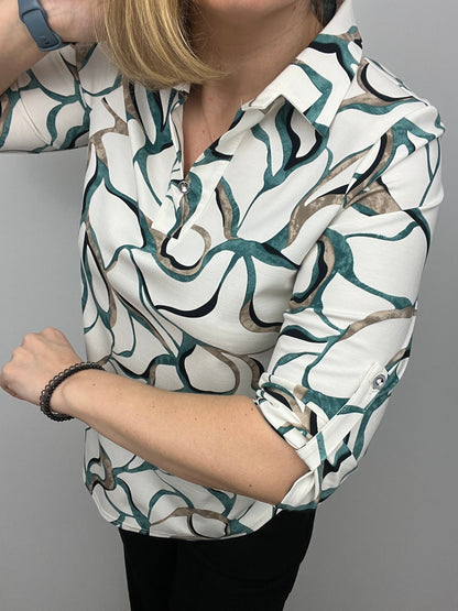 BARBARA top with collar and V-neckline