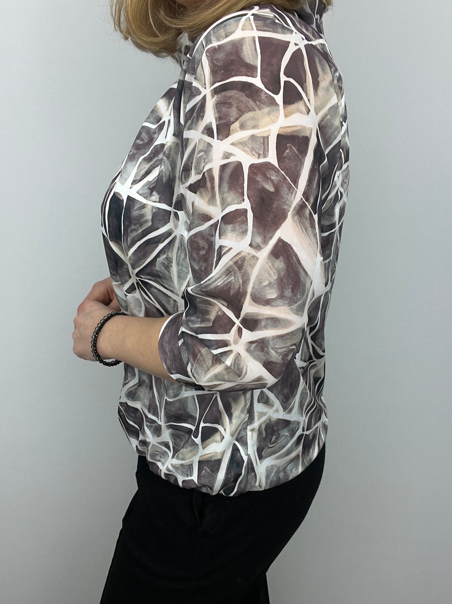 GERALDINE high neck top with gently elasticated hem