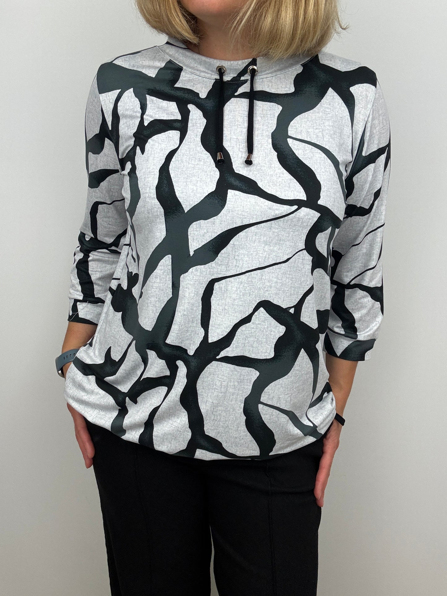 DEBRA soft brushed abstract print high-neck top