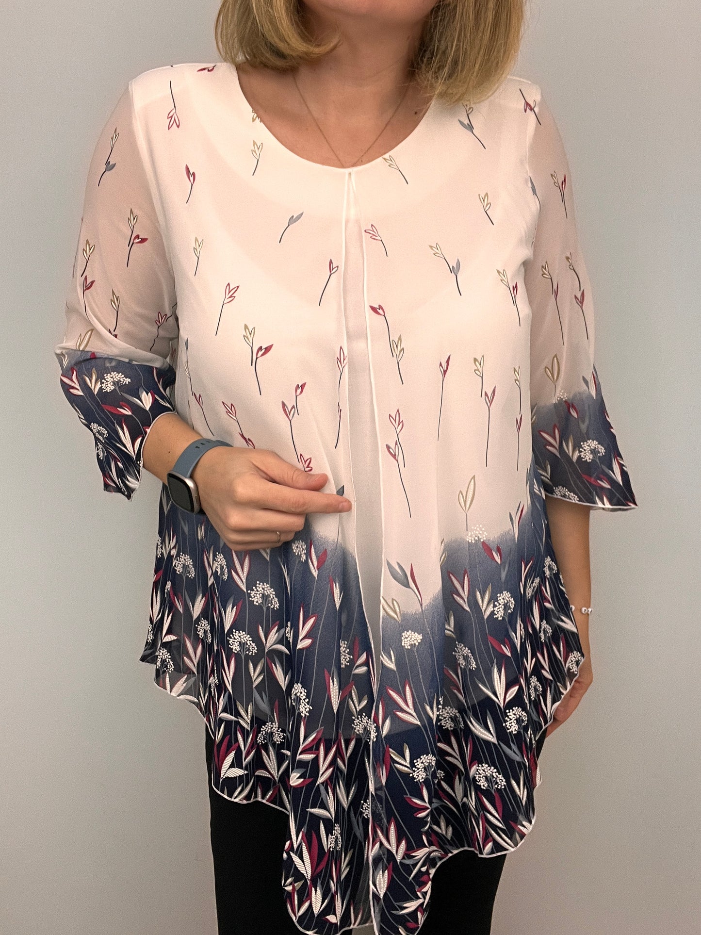 MARTHA chiffon cape-like effect top