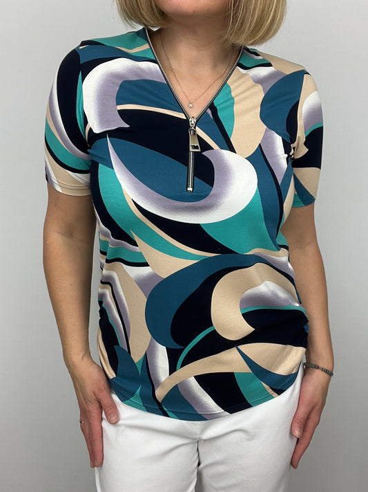 CASSANDRA short sleeve zip top