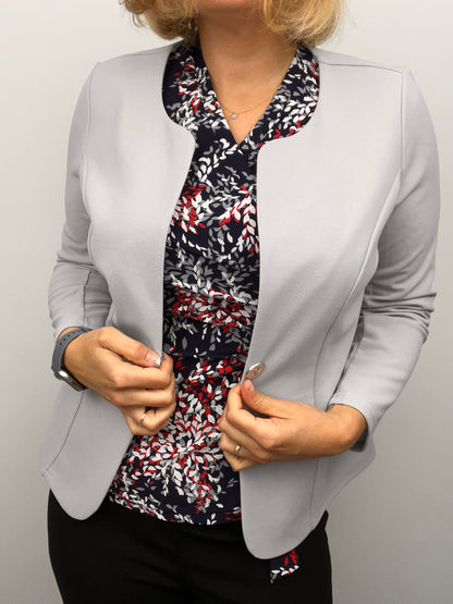 Silver One-button fabric jacket