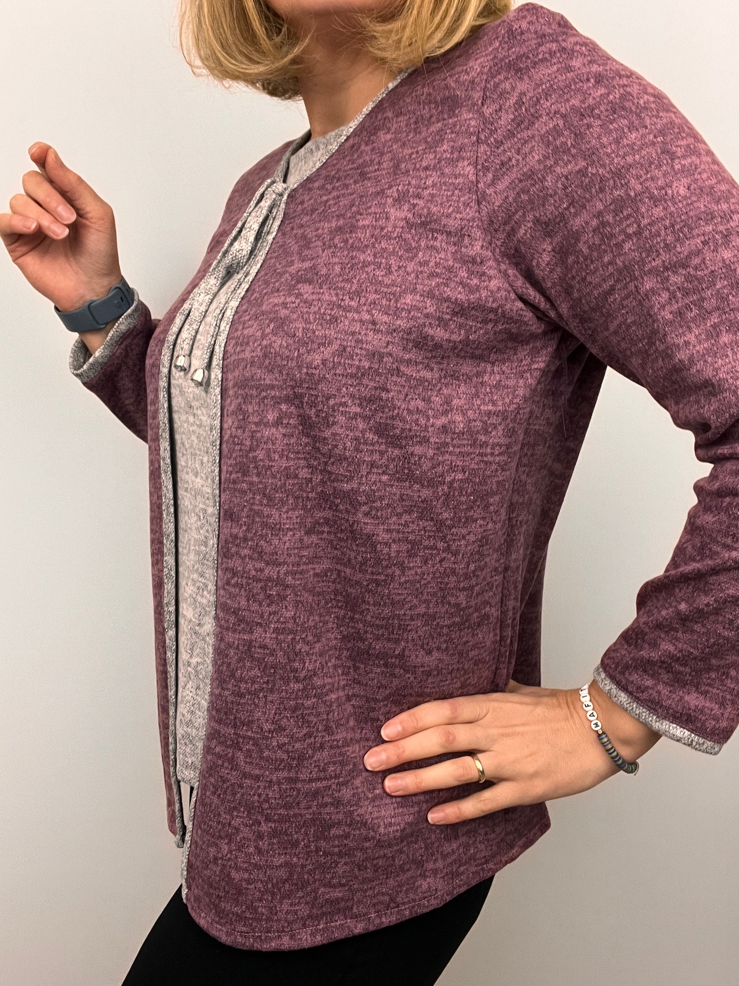 MARIA warm fine knit twin-set effect winter top