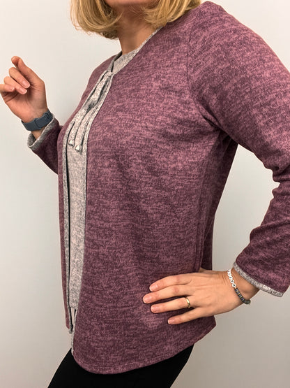 MARIA warm fine knit twin-set effect winter top