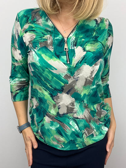 JENNIFER 3/4 sleeve zip top