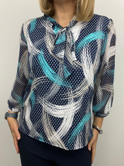 MARY top with bow tie neck