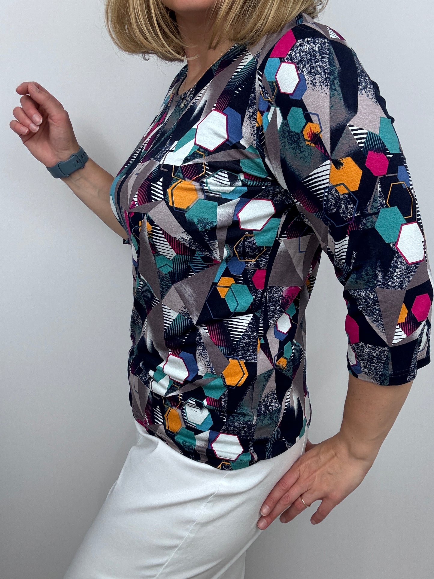 CHLOE cotton feel style top 3/4 sleeves