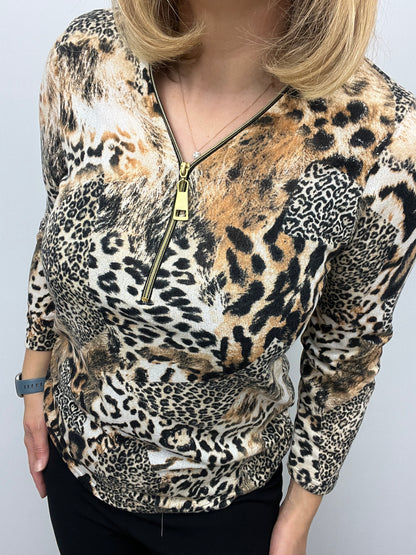 MONICA fine knit zip top