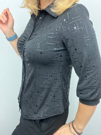 BROOKE black button down blouse with shimmer