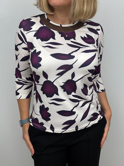 DREW top with mesh neck detail