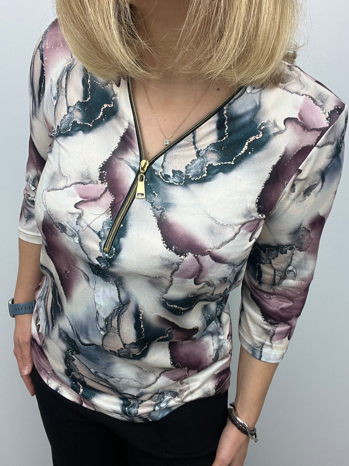 BRENDA zip top 3/4 sleeve