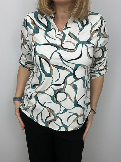 BARBARA top with collar and V-neckline