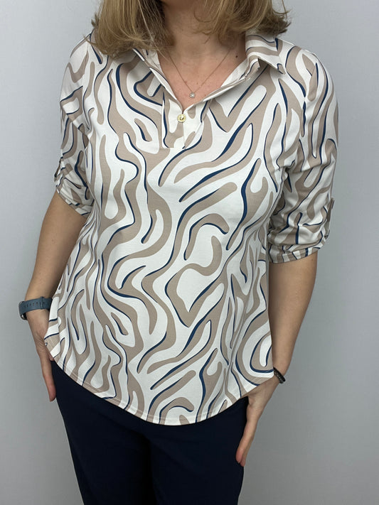 KITTY top with collar and V-neckline