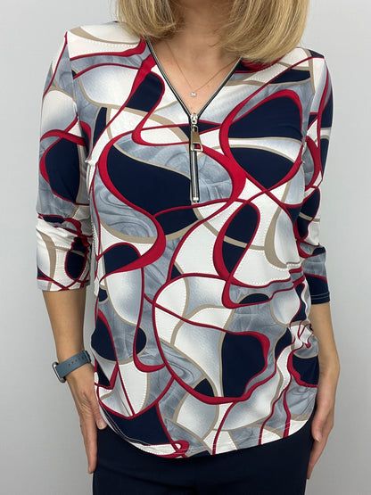 PATRICIA 3/4 sleeve zip top