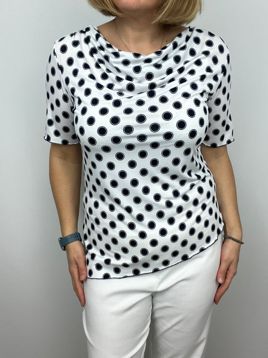 KATE polka dot cowl neck top