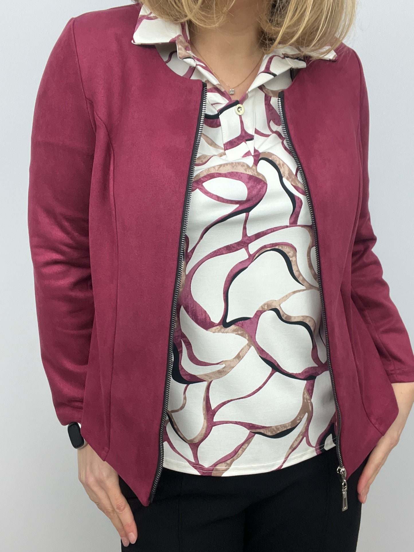 Suedette jacket rich berry