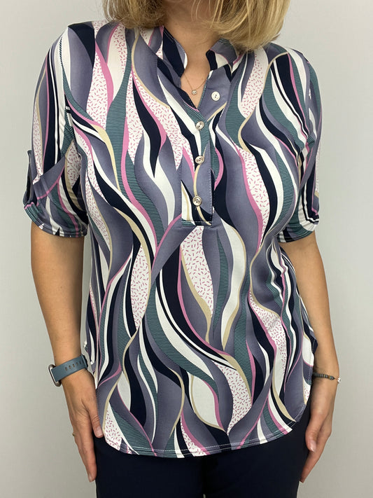 ZOE stand-up collar blouse
