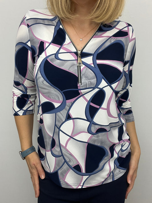 CLAIRE 3/4 sleeve zip top