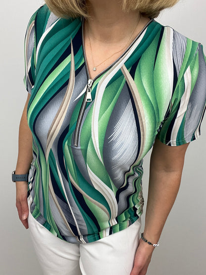 LAURA short sleeve zip top