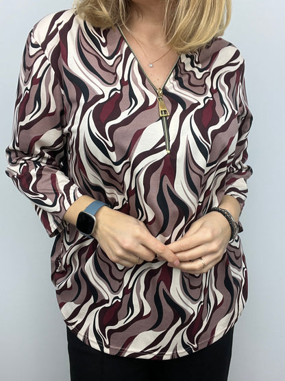 PEONY zip top 3/4 sleeve sizes 22-26