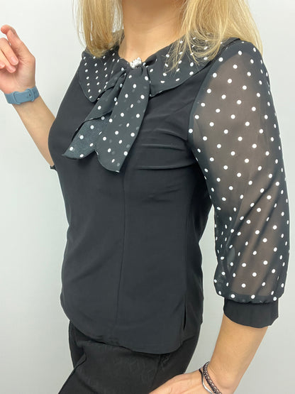 DOREEN top with bow detail at neckline