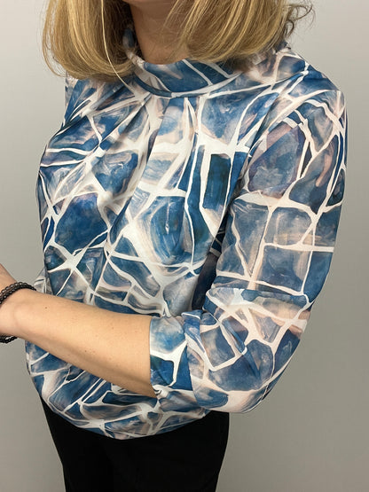 FREYA high neck top with gently elasticated hem