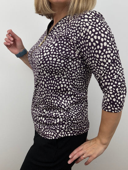 PATRICIA plum 3/4 sleeve zip top