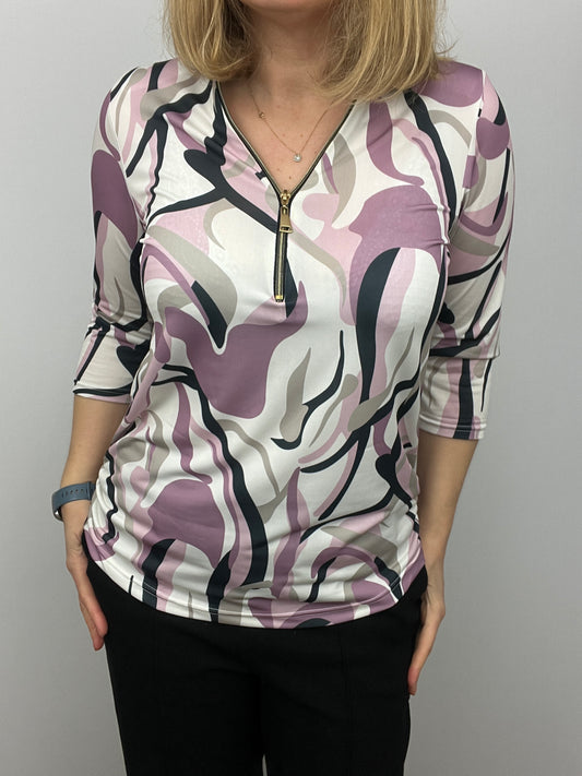 SUE 3/4 sleeve zip top