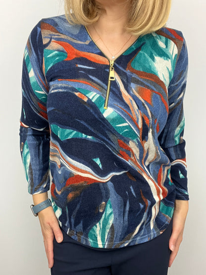 JULIE fine knit zip top