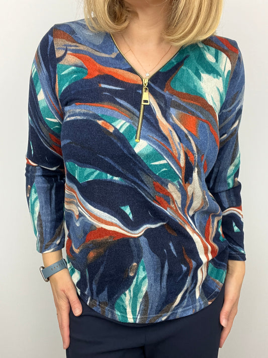 JULIE fine knit zip top