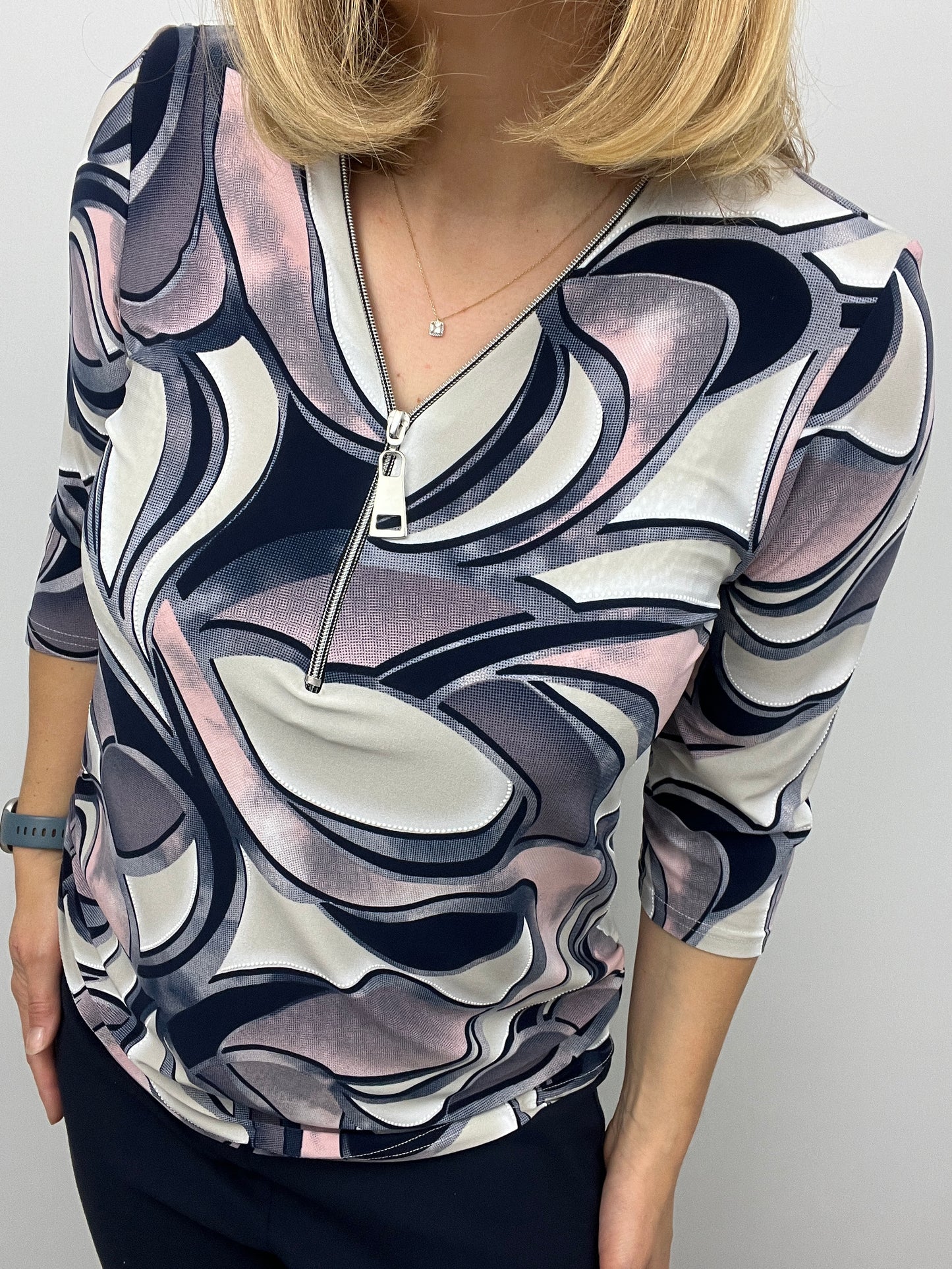 RACHEL 3/4 sleeve zip top