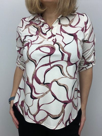 BARBARA top with collar and V-neckline