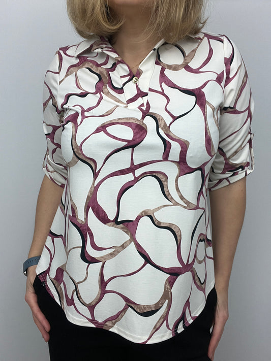 BARBARA top with collar and V-neckline