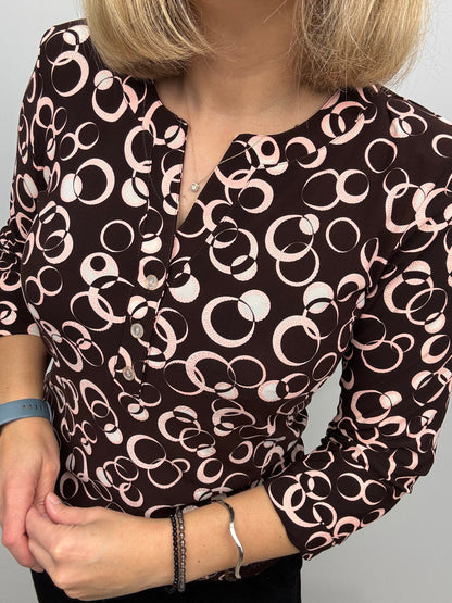TESS V-neck top with 3 buttons