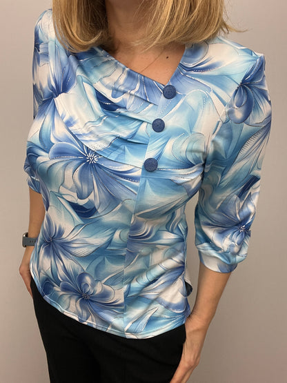 LORRAINE top with pleated neckline